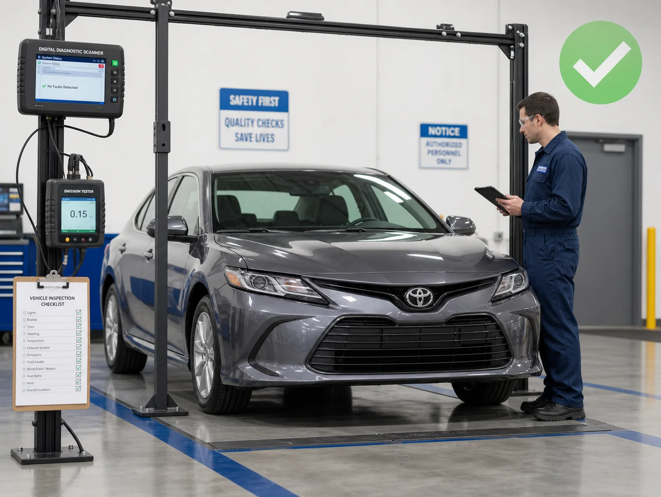 Certified automotive inspection bay at Express State Inspection McKinney