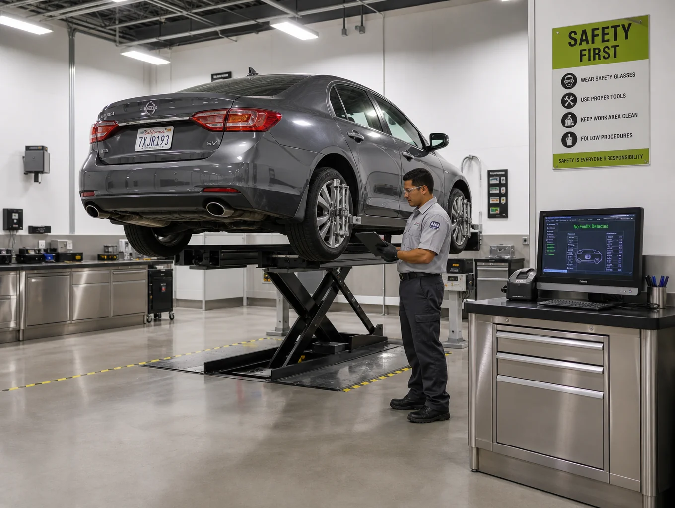 Certified state vehicle inspection bay in McKinney Texas